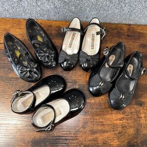 Vintage Lot Toddler Girls Black Patent Dress Shoes Bundle Gerber Kaleidoscope